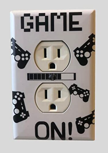 Create-A-Mural Cool Light Switch Plate Cover for Teens Room Fun Novelty Gift Decorative Decor Bedroom GAME ON Outlet