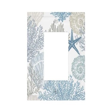 ranedula Coral Starfish Shells Seashell 1 Gang Single Rocker Light Switch Cover Decorative Outlet Wall Plate Electrical Faceplate Home Family Art Decor