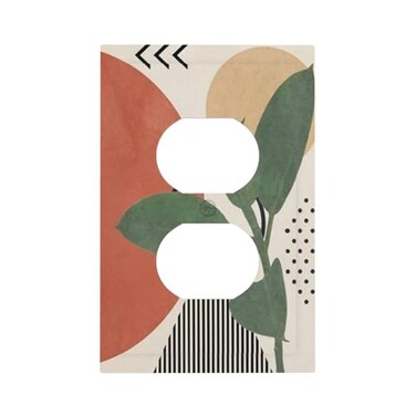 ranedula Decorative Boho Wall Plate Mid Century Red Sun Receptacle Duplex Outlet Covers 1Gang Light Switch Cover Jumbo Size Chic Abstract Minimalist Aesthetics Art Electrical Faceplate Switchplate