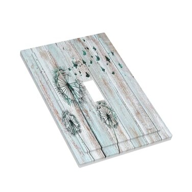 Sghxwp Decorative Switch Plate Covers Green Dandelion Watercolor Bird Retro Grey Blue Wood Board 1 Gang Wall Plate Single Toggle Light Switch Cover Plate Jumbo Electrical Switchplate Receptacle Facepl
