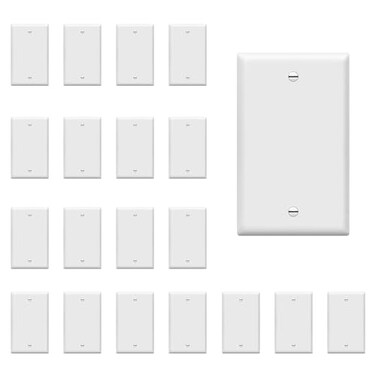 ENERLITES Blank Wall Plate Cover Gloss Finish Standard Size 1Gang 450 x 276 Polycarbonate Thermoplastic Electrical Covers for Unused OutletsSwitches 8801W20PCS White 20 Pack