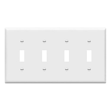 ENERLITES Quad Light Switch Wall Plate Standard Size 4Gang 450 x 819 Unbreakable Polycarbonate Thermoplastic 8814W White