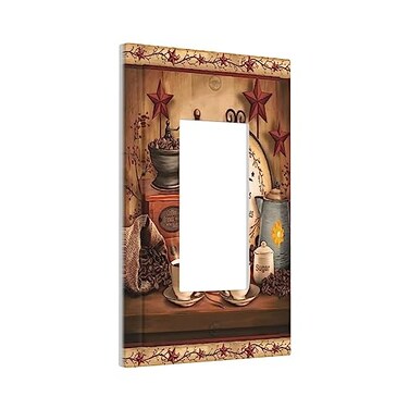 Wpshijia Farmhouse Coffee Primitive Coffee Bean Kitchen 1Gang Single Device Decorator Wall Plate Decora Outlet Light Switch Cover GFCI Receptacle Faceplate Electrical for Bathroom Home Living Room