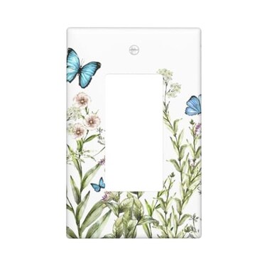 OHZOLLAN Flower Butterfly Single Rocker Light Switch Plates Outlet Covers Decorative Electrical Wall Plate Receptacle Switchplate Decorate Plug Cover For Bathroom Kitchen 46 28