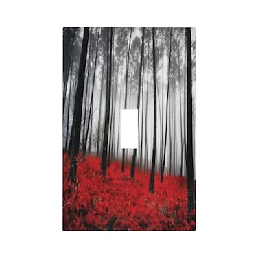 GSRLOD Forest 1Gang Toggle Light Switch Cover Fog Trees Bushes Decorative Wall Plates Cover Single Toggle Black Red Pale Grey Electrical Switchplate Faceplate for Home Decor