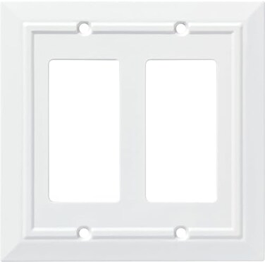 Franklin Brass Classic Architecture 1Pack Decorative Light Switch Cover Pure White 2Gang DecoratorRocker Wall Plate Double Switch Plate Cover Electrical Outlet Guard W35248PWC