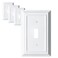 Funkiim Metal Decorative Wall Plate Electrical Outlet CoversLight Switch CoversThick and Durable Mid Size 316 x 492 Switch Plate in Various Styles Pure White 1 Gang Toggle 4 PK
