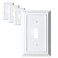 Funkiim Metal Decorative Wall Plate Electrical Outlet CoversLight Switch CoversThick and Durable Mid Size 316 x 492 Switch Plate in Various Styles Pure White 1 Gang Toggle 4 PK