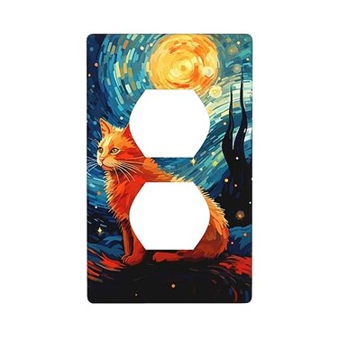 TOLONDINA Galaxy Cat Oil Painting Single Duplex Outlet Light Switch Plate Cover Decor Wall Plate Decorative Outlet Cover For Home Bedroom Kitchen 45 276 Inches