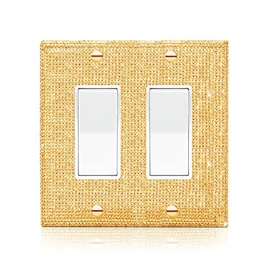Gaocai 1 Pcs Shiny Golden Rhinestones Light Switch Cover Decorative Rhinestones Outlet Covers Switch Plate Covers Double Gang Toggle Wall Outlet Cover