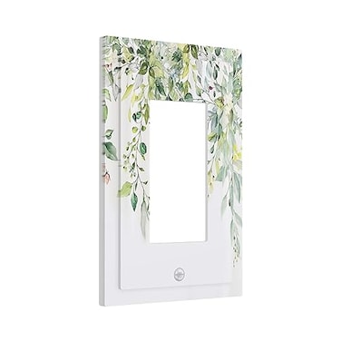 Xuejiaku Green Eucalyptus Single Rocker Outlet Wall Plates Rustic Country Style 1 Gang Light Switch Cover Decorative tree leaves Electrical GFCI Switchplate Dimmer Decor for Bedroom Bathroom Livingroo