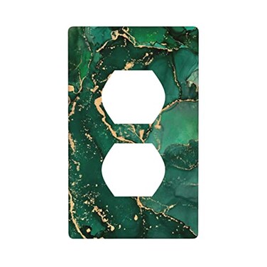 OHZOLLAN Green Gold Marble Single Duplex Light Switch Plates And Outlet Covers Decorative Electrical Wall Plate 1 Gang Receptacle Switchplate Decorate Plug Cover For Bathroom Bedroom 45 276 Inch
