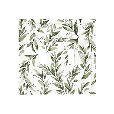 Yamxbfa Green White Eucalyptus Olive Leaf Double Toggle Light Switch Cover Decorative Sage Floral 2 Gang Wall Plate Electrical Faceplate Switchplate for Farmhouse Bathroom Bedroom Living Room Decor