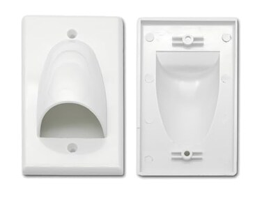 Halokny 2 Pack Single Gang Recessed Multimedia Bundled Cable Wall Plate Face Plate Panel White2 Pack 1Gang Wall Plate