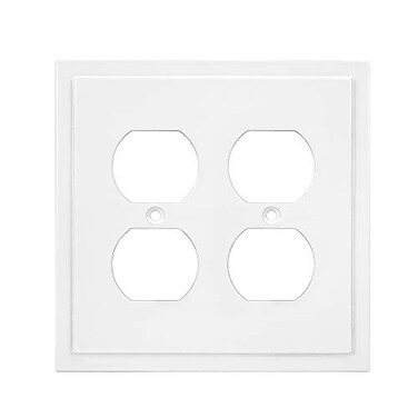 Henne Bery Modern Edge Decorative Wall Plate Switch Plate Outlet Cover Durable Solid Zinc Alloy Double Duplex White