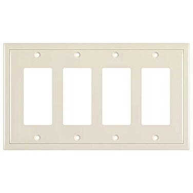 Henne Bery Modern Edge Decorative Wall Plate Switch Plate Outlet Cover Durable Solid Zinc Alloy Quad Decorator Light Almond
