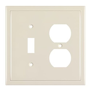 Henne Bery Modern Edge Decorative Wall Plate Switch Plate Outlet Cover Durable Solid Zinc Alloy ToggleDuplex Light Almond