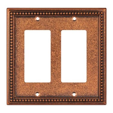 Henne Bery Raised Pearls Decorative Wall Plate Switch Plate Outlet Cover Double Decorator Sponged Copper