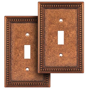 Henne Bery Raised Pearls Decorative Wall Plate Switch Plate Outlet Cover Single Toggle 2PK Sponged Copper