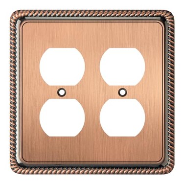 Henne Bery Rope Edge Decorative Wall Plate Switch Plate Outlet Cover Double Duplex Antique Copper