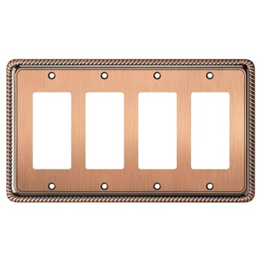 Henne Bery Rope Edge Decorative Wall Plate Switch Plate Outlet Cover Quad Decorator Antique Copper