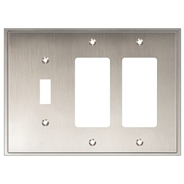 Henne Bery Soft Modern Decorative Wall Plate Switch Plate Outlet Cover Double DecoratorSingle Toggle Satin Nickel