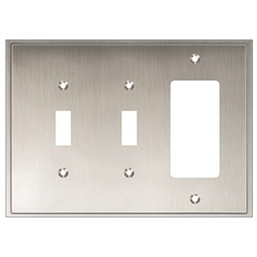 Henne Bery Soft Modern Decorative Wall Plate Switch Plate Outlet Cover Double ToggleSingle Decorator Satin Nickel