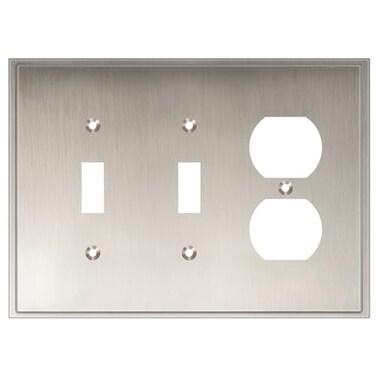 Henne Bery Soft Modern Decorative Wall Plate Switch Plate Outlet Cover Double ToggleSingle Duplex Satin Nickel
