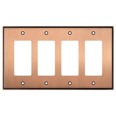 Henne Bery Soft Modern Decorative Wall Plate Switch Plate Outlet Cover Quad Decorator Antique Copper