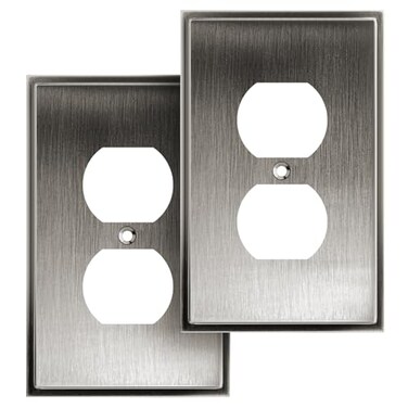 Henne Bery Soft Modern Decorative Wall Plate Switch Plate Outlet Cover Single Duplex 2PK Heirloom Silver