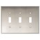 Henne Bery Soft Modern Decorative Wall Plate Switch Plate Outlet Cover Triple Toggle Satin Nickel