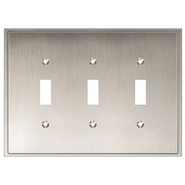 Henne Bery Soft Modern Decorative Wall Plate Switch Plate Outlet Cover Triple Toggle Satin Nickel