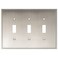 Henne Bery Soft Modern Decorative Wall Plate Switch Plate Outlet Cover Triple Toggle Satin Nickel