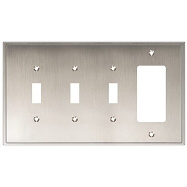 Henne Bery Soft Modern Decorative Wall Plate Switch Plate Outlet Cover Triple ToggleSingle Decorator Satin Nickel