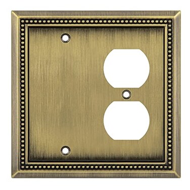 Henne Bery Sunken Pearls Heavy Duty Decorative Wall Plate Switch Plate Outlet Cover BlankDuplex Antique Brass