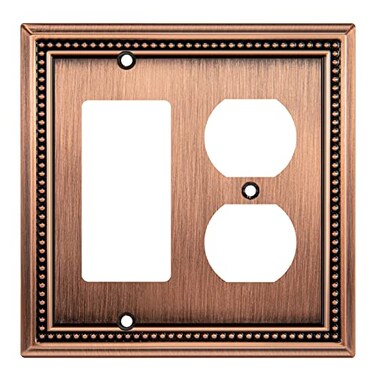 Henne Bery Sunken Pearls Heavy Duty Decorative Wall Plate Switch Plate Outlet Cover DecoratorDuplex Antique Copper