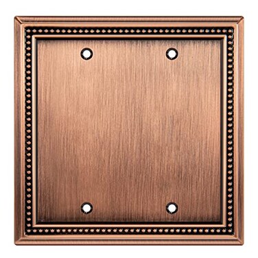 Henne Bery Sunken Pearls Heavy Duty Decorative Wall Plate Switch Plate Outlet Cover Double Blank Antique Copper