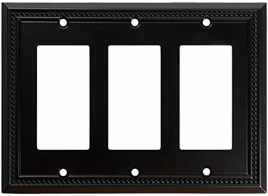 Henne Bery Sunken Pearls Heavy Duty Decorative Wall Plate Switch Plate Outlet Cover Triple Decorator Matte Black