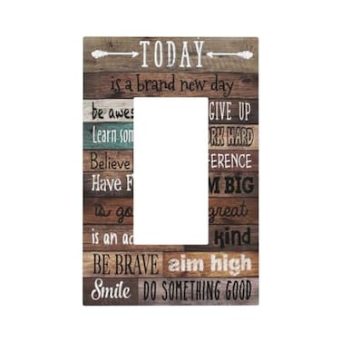 JIEXUTE Inspirational Home Rule Sign Quotes 1 Gang Single Decorator GFCIRocker Wall Plate Country Farm Rustic Barn Wood Style Electrical Decorative Receptacle Device Outlet Cover Light Switch for Dimm
