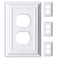 Kisrvopn Metal Electrical Outlet Covers Light Switch Cover Wall Plates Mid Size Thicker Decorative Switch PlatesReceptacle Wall Plate of Modern Styles Pure White 1 Gang Duplex 4 Pack