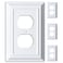 Kisrvopn Metal Electrical Outlet Covers Light Switch Cover Wall Plates Mid Size Thicker Decorative Switch PlatesReceptacle Wall Plate of Modern Styles Pure White 1 Gang Duplex 4 Pack