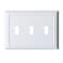 Kisrvopn Metal Electrical Outlet Covers Light Switch Cover Wall Plates Mid Size Thicker Decorative Switch PlatesReceptacle Wall Plate of Modern Styles Pure White 3 Gang Toggle 1 Pack