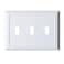 Kisrvopn Metal Electrical Outlet Covers Light Switch Cover Wall Plates Mid Size Thicker Decorative Switch PlatesReceptacle Wall Plate of Modern Styles Pure White 3 Gang Toggle 1 Pack