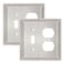 Kisrvopn Metal Outlet Covers Wall Plates Satin Nickel Beadboard Switch Plate Cover Receptacle Light Switch Covers Decorative Electrical Outlet Cover 2 Gang ToggleDuplex 2 Pack