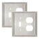 Kisrvopn Metal Outlet Covers Wall Plates Satin Nickel Beadboard Switch Plate Cover Receptacle Light Switch Covers Decorative Electrical Outlet Cover 2 Gang ToggleDuplex 2 Pack
