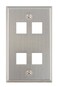 On-Q Legrand OnQ 4 Port Wall Plate Single Gang Wall Plate Screw In Stainless Steel Wall Plate Stainless Steel WP3404SS