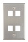 On-Q Legrand OnQ 4 Port Wall Plate Single Gang Wall Plate Screw In Stainless Steel Wall Plate Stainless Steel WP3404SS