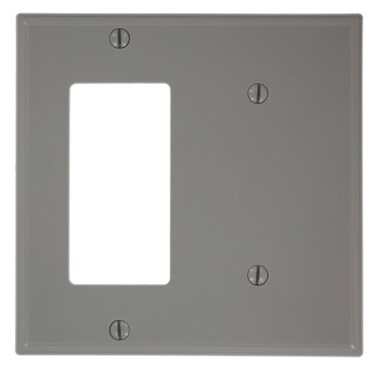 Leviton 2Gang 1Blank 1DecoraGFCI Device Combination Wallplate Standard Size 80708GY Gray