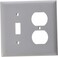 Leviton 2Gang 1Toggle 1Duplex Device Combination Wallplate Standard Size Thermoplastic Nylon Device Mount 80705GY Gray