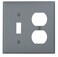 Leviton 2Gang 1Toggle 1Duplex Device Combination Wallplate Standard Size Thermoplastic Nylon Device Mount 80705GY Gray